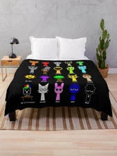 All My Sprunki Throw Blanket,  Music Game Velveteen Plush Blanket, Mod, Wenda