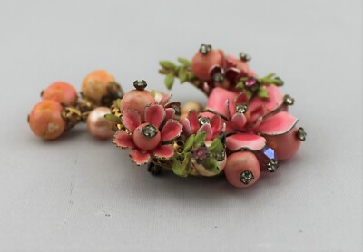 Miriam Haskell Jewelry 1940 Brooch Salmon Rose Color, Vintage