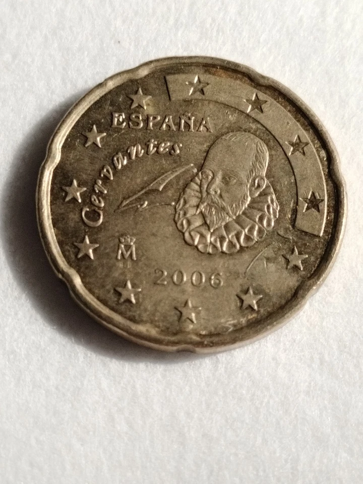 SPAIN 20 EURO CENT 2006 XF 1st TYPE,1st MAP,MIGUEL DE CERVANTES FRONT FACING,a q - Image 4 of 4