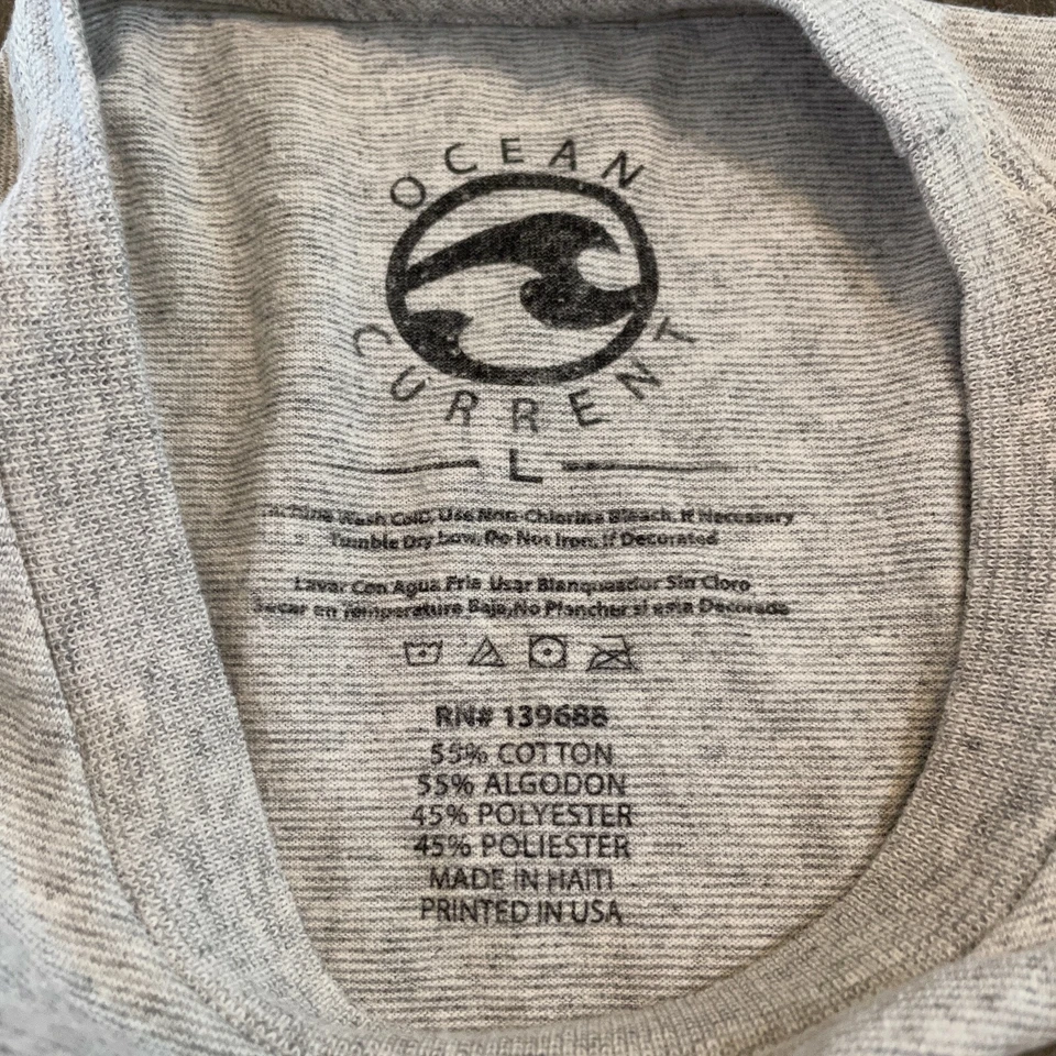 Ocean Current T Shirt Mens L Large Grey Fresh Graphic Short Sleeves Casual Tee - Image 3 of 4