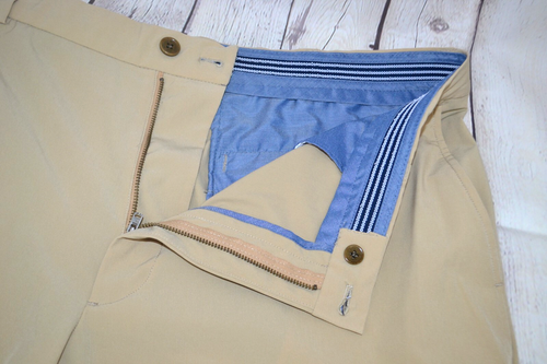 BROOKS BROTHERS Mens Flat Front Performance Polyester Blend Shorts SIZE 42 Beige - Picture 6 of 8