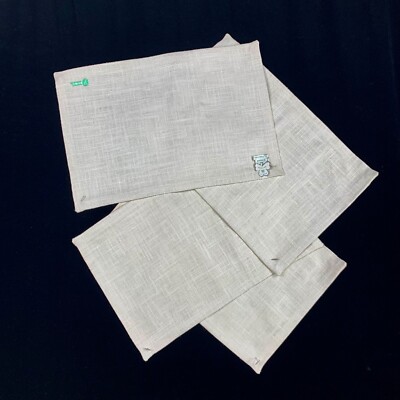 4 Brand New with Tags Shamrock Irish Linen Placemats White Wedding Gift Woven