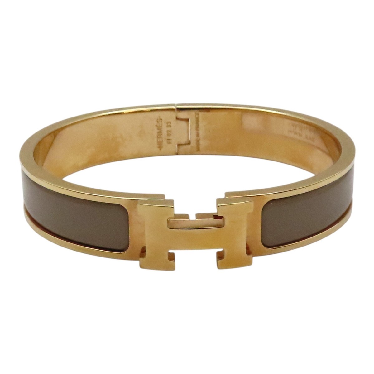 HERMES Clic H Bracelet Chestnut Enamel Gold Plated | eBay