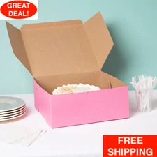 10 Pack 12" x 12" x 5" Pink Square Paperboard Cake Bakery Box Restaurant Home