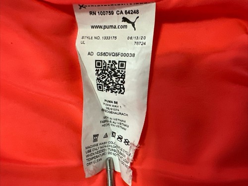 Puma Puffer Vest Sleeveless Orange Full Zip Side Pockets Child Sz XXS (3-4) - Picture 8 of 12