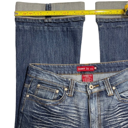 JENNY JO Dark Hi-Rise Jeans Juniors 17/18 Distressed Cuffs Whitewash Whiskering - Picture 15 of 20