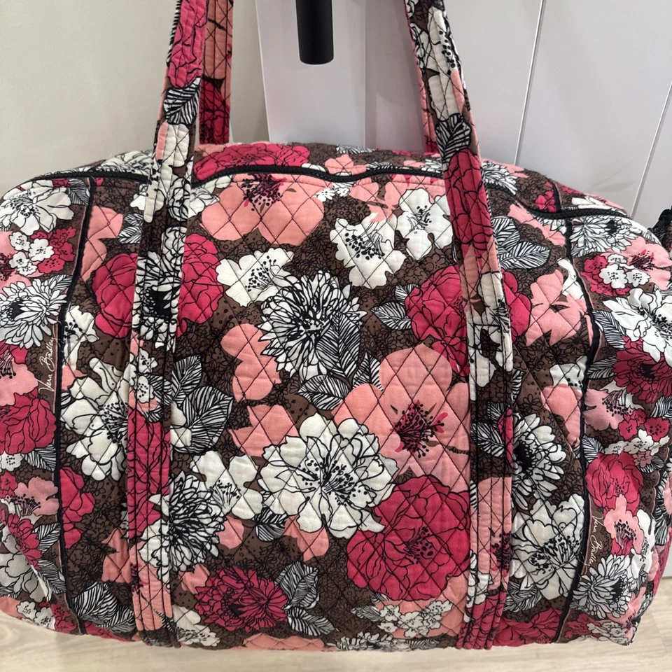Bolso de Lona VERA BRADLEY Floral Mocha Rouge Grande Fin de Semana Viaje Retirado Bonito Foto 2 de 4