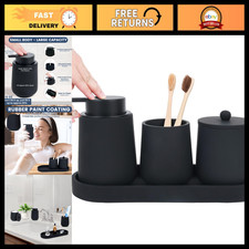 Matte Black 4-Piece Bathroom Accessories Set - Toothbrush Holder, Soap Dispenser