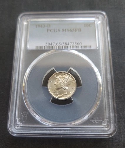 1943-D Mercury Dime~ PCGS Graded MS65 FB ~Silver~ Free Shipping