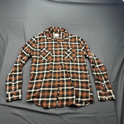 Jack & Jones Western Shirt Mens Large Multicolor Plaid Flannel Collar Pearl Snap