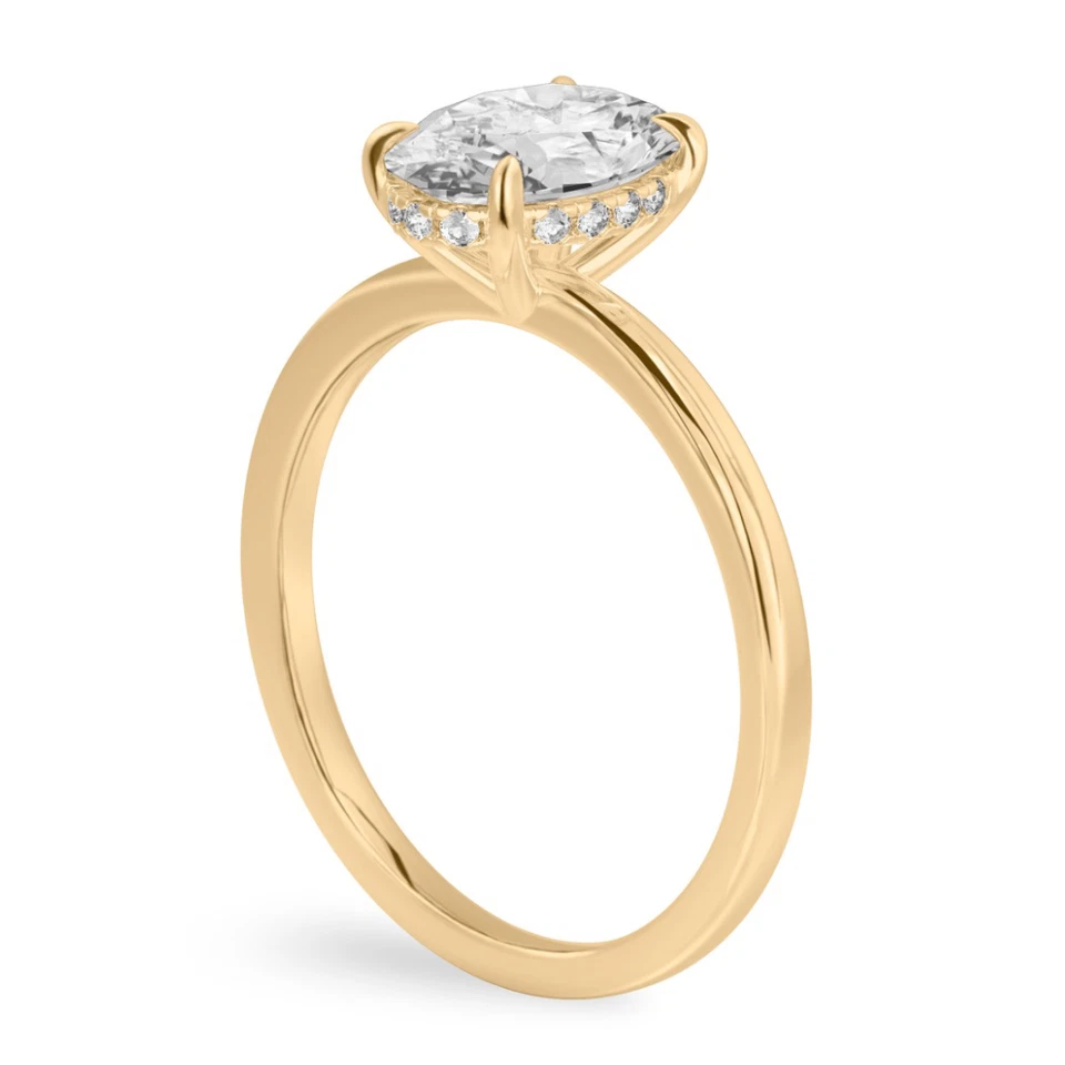 18k Gold Diamond Ring Lab Grown Oval 1.1 Carat IGI Certified Yellow Size 6.5 7.5 - Image 4 of 4