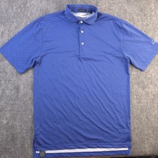 Turtleson Polo Small Blue Geometric Short Sleeve Performance Stretch Golf