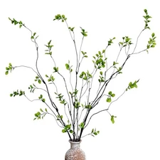 Artificial Ficus Branches Faux Eucalyptus Stems, 47.2 Inch Fakeery 4 Pcs Green