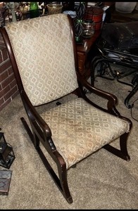 Antique Rocker Rocking Chair Wood Carved Swan Goose Neck Arms