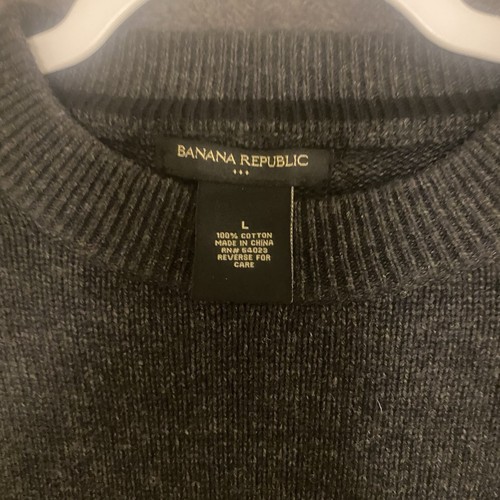 Banana Republic Cotton women's sweater size L large gray crew neck - Picture 2 of 5