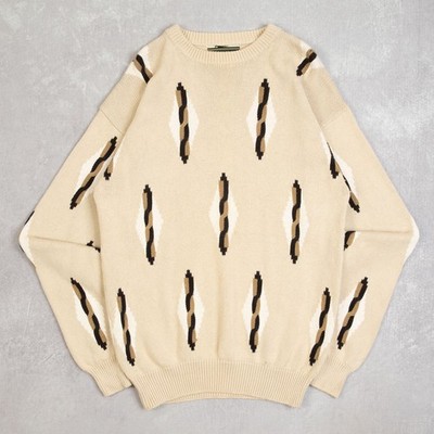Croft & Barrow Vintage strukturierter gemusterter Strickpullover Small Herren 90er