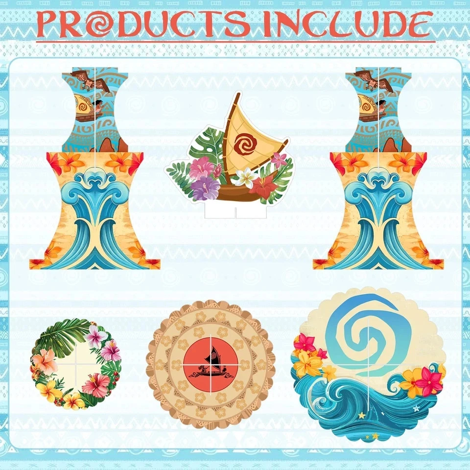 Suportes para cupcake de aniversário Moana, 3 camadas de papel para cupcake decoração de festa Moana... - Imagem 2 de 4