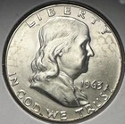 1963 (D) Franklin Half Dollar Uncirculated 90% Silver 50C US Coin