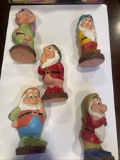 Disney Snow White and the Seven Dwarves SET OF 5 Bath Toys Rubber Toys, Vintage,