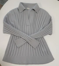 Club Monaco Collared V-neck Cashmere Sweater  Light Blue  Large As Is