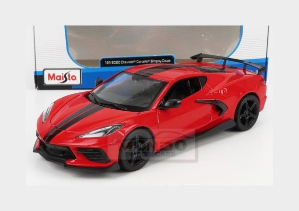 1:24 Maisto Chevrolet Corvette Stingray Coupe High Wing 2020 Red MI31534R Modell-image