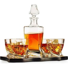 The Wine Savant Italian Crafted European Design Whiskey & Wine Decanter Set