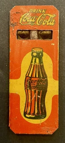 VINTAGE SALESMAN PREMIUM TIN LITHO WHISTLE ADVERTISING COCA COLA COKE BOTTLE