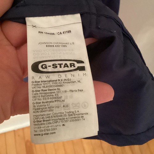 G STAR RAW SIZE MEDIUM DARK BLUE MILITARY JACKET JOHNSON OVERSHIRT SPELLOUT - Picture 7 of 8