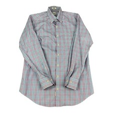Peter Millar Long Sleeve Button Down Shirt, Purple Plaid, Men's Size Medium
