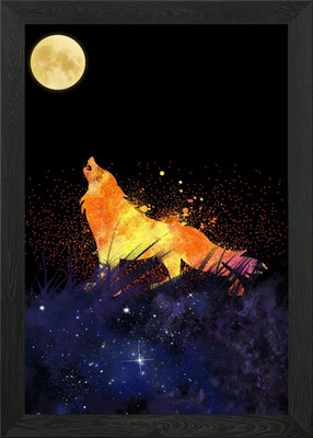 Wolf howl to the moon Framed Wall Art Poster Canvas Print Picture