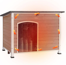 Dog House Outdoor  Indoor Wooden Dog Kennel for Winter with Raised Feet Weather