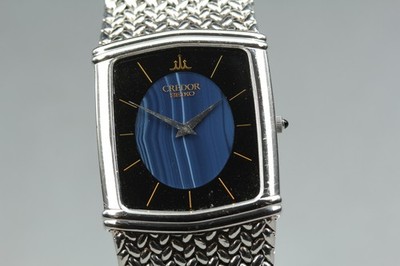 Near MINT] SEIKO Credor 6730-5330 Blue Dial Qz Men's Watch Vintage