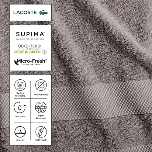 Lacoste Heritage Supima Cotton Hand Towel, Aloe, 16" x 30" - Image 3 of 4