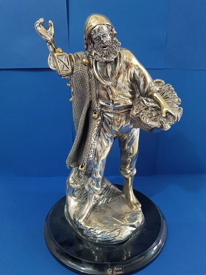 ANDROS PREZIOSI - Pescatore, Statua in Resina E Argento AG800 - Immagine 2 di 4