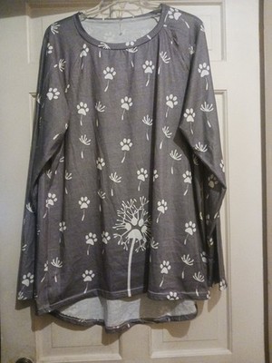 Dog Paw Print Womens Long Sleeve Top Size XXL