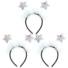 3 Pcs Star Pattern Headband Headbands for Women Rainbow Headpiece Glitter