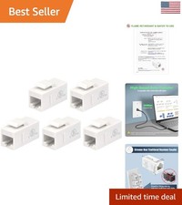 Compact RJ45 Keystone Jack Coupler - 5-Pack Female Ethernet Connector, White