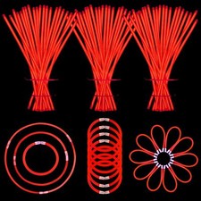 YOFOBU 150 Pack Red Glow Sticks Bulk Light Up Bracelet Glow Necklaces 150ct 8"