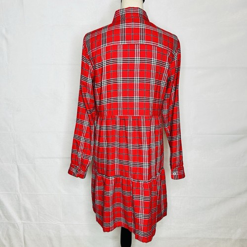 NWT Ann Taylor Loft Flannel Shirt Dress Size S Red Plaid Long-Sleeve Soft NEW - Picture 7 of 10