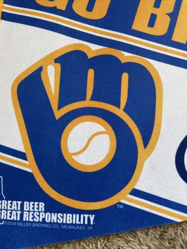 Banderín Milwaukee Brewers 2014 patrocinado por Miller Lite 37 pulgadas Go Brew Crew - Imagen 4 de 7