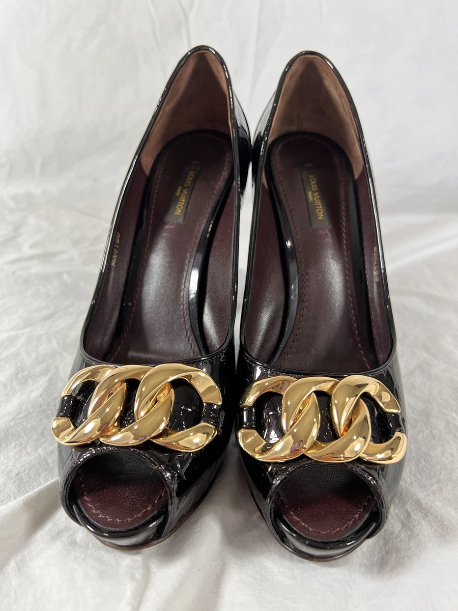 LOUIS VUITTON Dark Purple Monogram Platform Women's Pumps