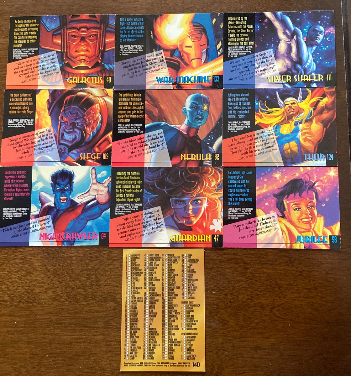 MARVEL Masterpieces 1994 Fleer Trading Cards Hildebrandt Brothers