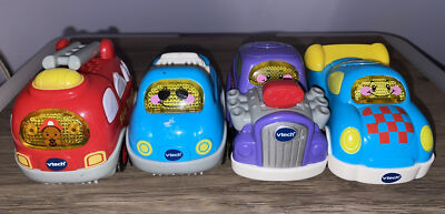 Lot Of 4 Vtech Go Go Smart Wheels Convertible  Fire Race Rod Light Sound Working
