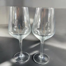 Luigi Bormioli Rocco Clear Glass Crystal Italian Wine Glasses Set 2 Italy VTG