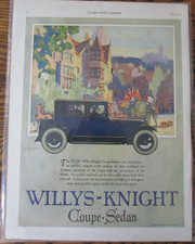 Willys-knight Blue Coupe Sedan March 1923 Color Automobile Car Ad Vintage Art Willys-knight Blue Coupe Sedan March 1923 Color Automobile Car Ad Vintage Art
