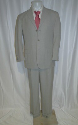 Tom James Holland & Sherry Savile Row Custom Made Pale Gray Striped Suit 40R