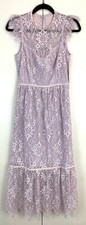 Saylor Midi Dress Womens 6 Pink Lace Tiered Flutter Sleeve Feminine Party Fairy