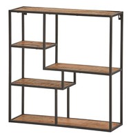 Nijwie Cuba Wandregal HäNgeregal Industrial Retro Mangoholz / Metall Schwarz