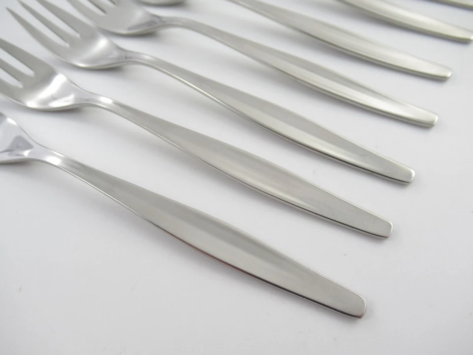 8 garfos de coquetel ATLANTA MOTION WMF cetim aço inoxidável talheres Alemanha - Imagem 2 de 4
