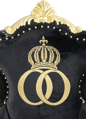 Pompöös by Casa Padrino Luxus Barock Sessel Bergere Schwarz / Gold mit Goldkrone - Bild 4 von 5